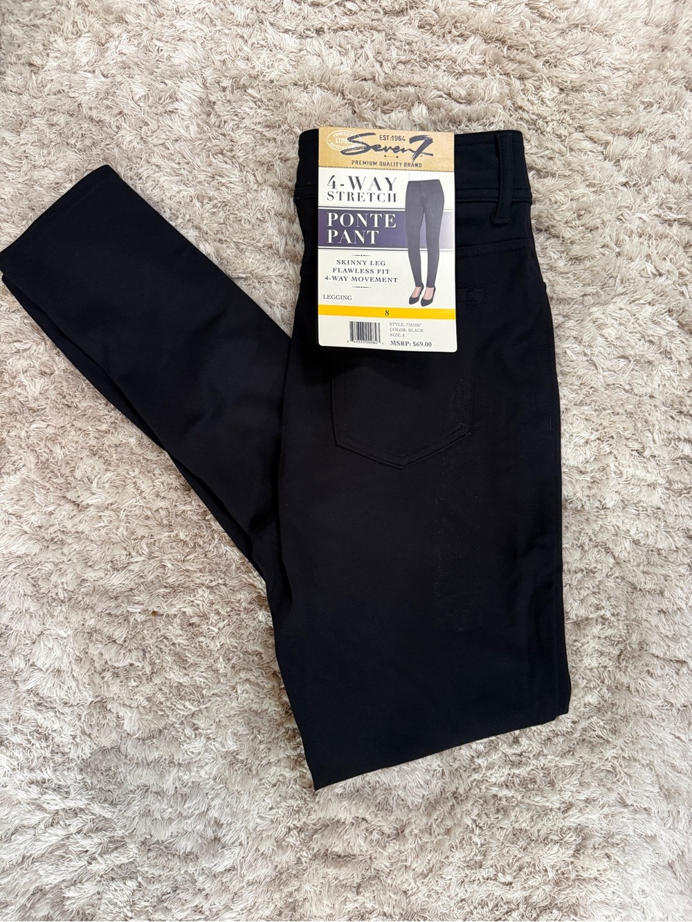 Seven 4-Way Stretch Ponte Pant Leggings - Black NWT
